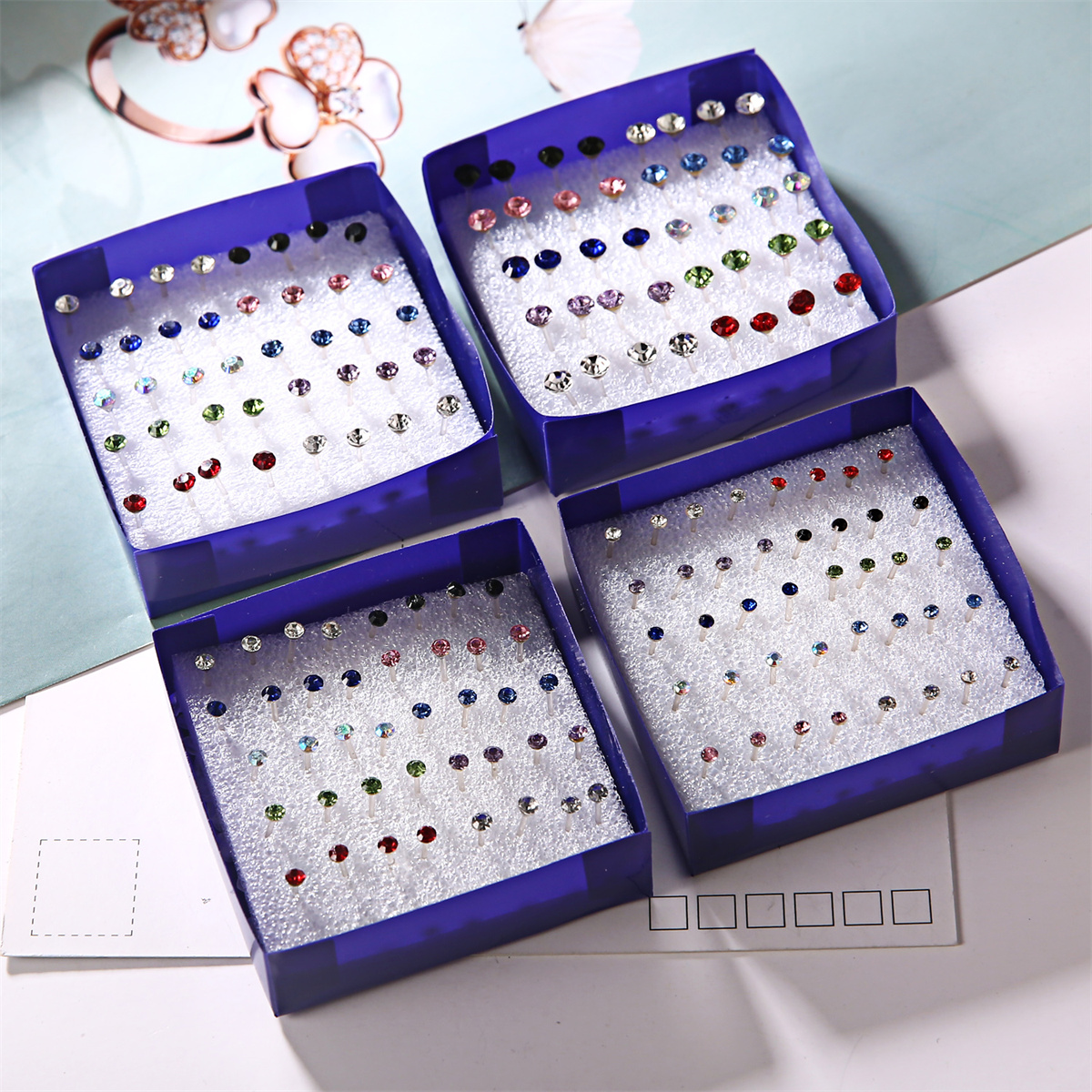 20 Pair Luxury Crystal Round Stud Earrings Set For Women Simple Small White Colorful Zircon Ear Studs Cartilage Piercing Jewelry
