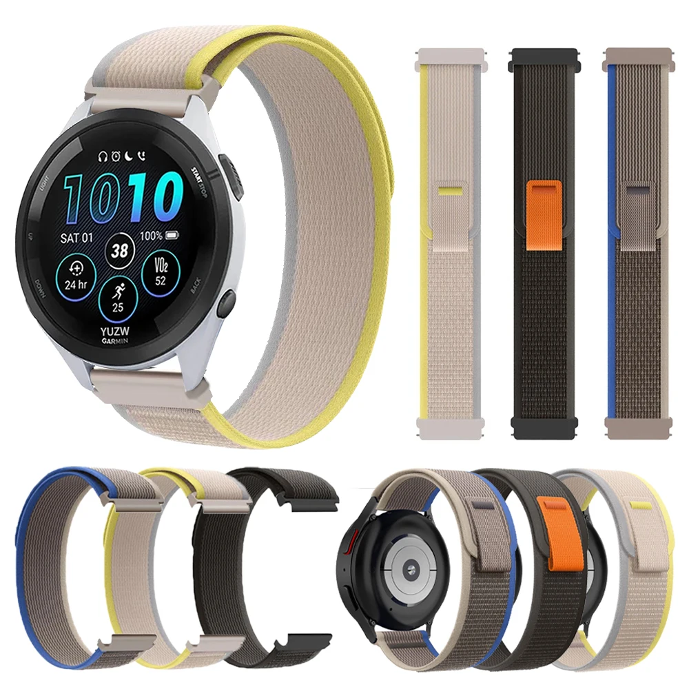 20mm 22mm Nylon Trail Loop For Active 5 Forerunner 265 255 245 645 Misic Strap Venu 3 2 Plus Sq/Vivoactive 3 4 5 Bracelet