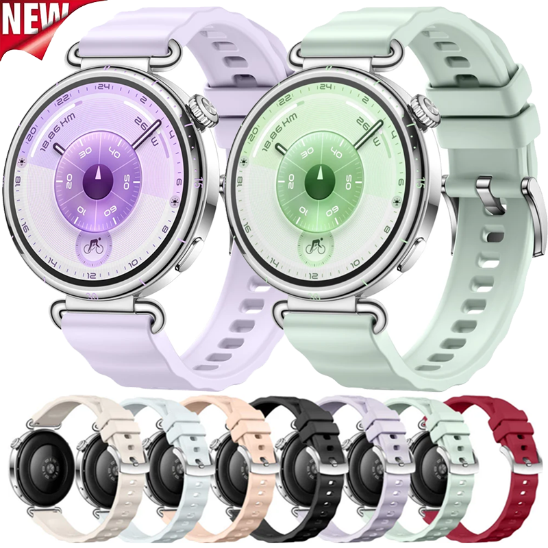18mm Official Silicone Strap For Huawei Watch GT6-5-4 41mm Wave Breathable Band Huawei Watch 5-GT5 42mm/Garmin Venu 3S-2S-4 41mm