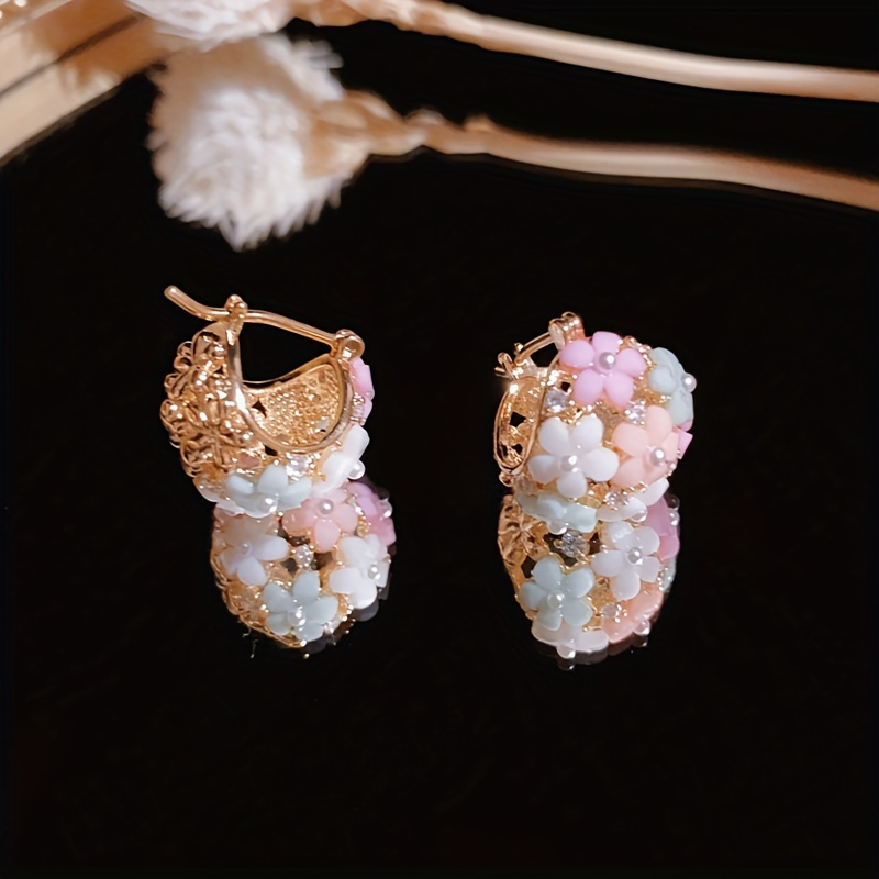 Vintage Cute Romantic Exquisite Flower Earrings Women's Elegant Temperament High-end Luxury Trendy Jewelry Accessories