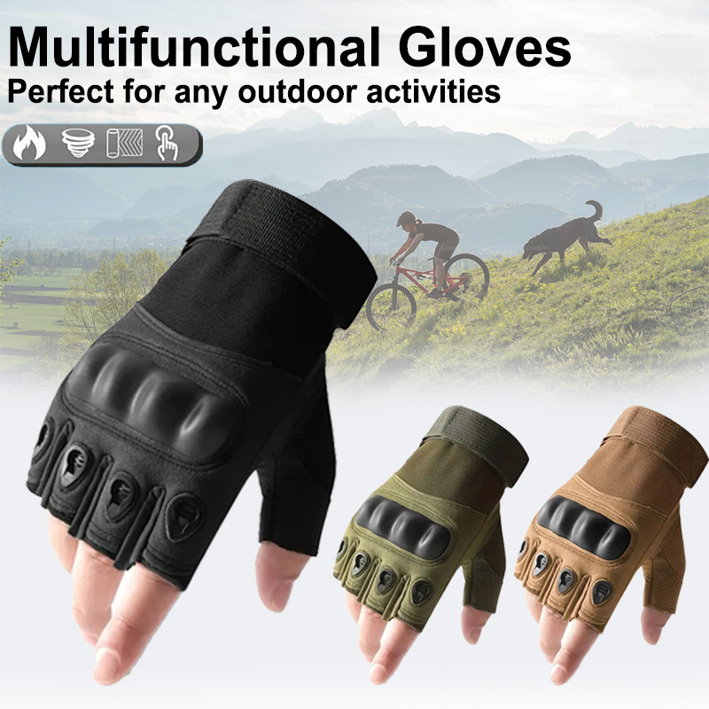 1Pair Fingerless Gloves for Men - Ideal for Outdoor Sports, Shooting, Hunting, Airsoft, and Cycling