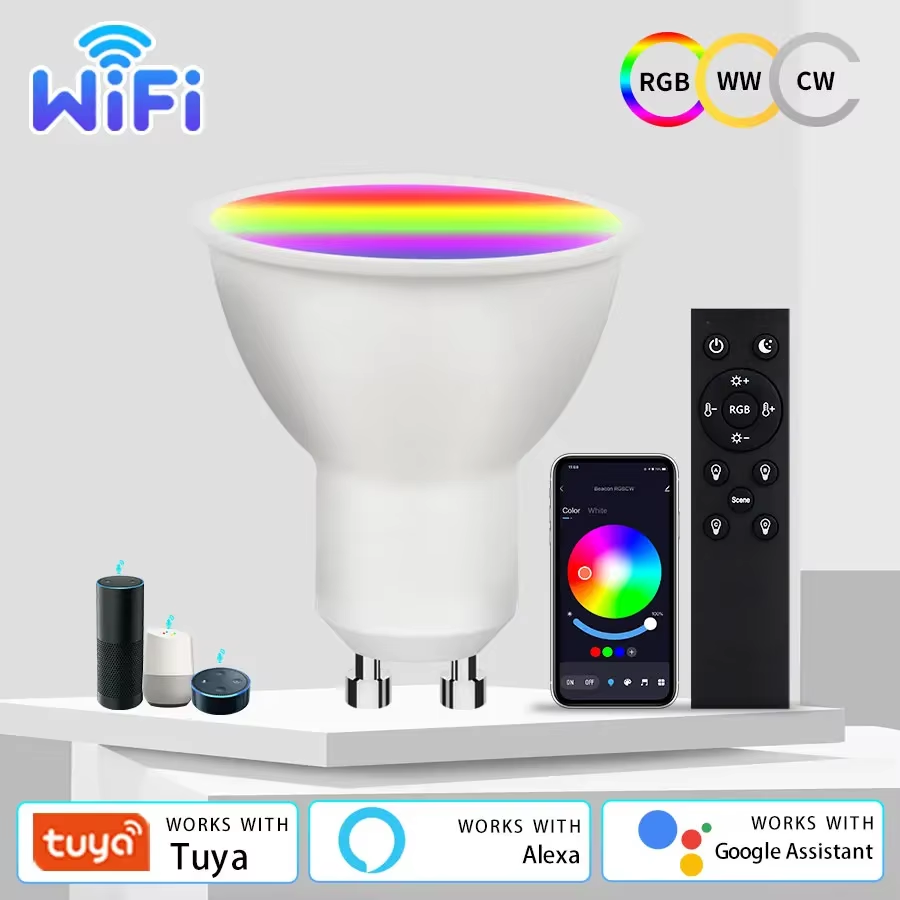 9W 7W 5W 220V 110V Tuya Smart WiFi GU10 LED Bulb Spotlight Alexa Lamp RGBCW Smart Life App Remote Works with Echo Home