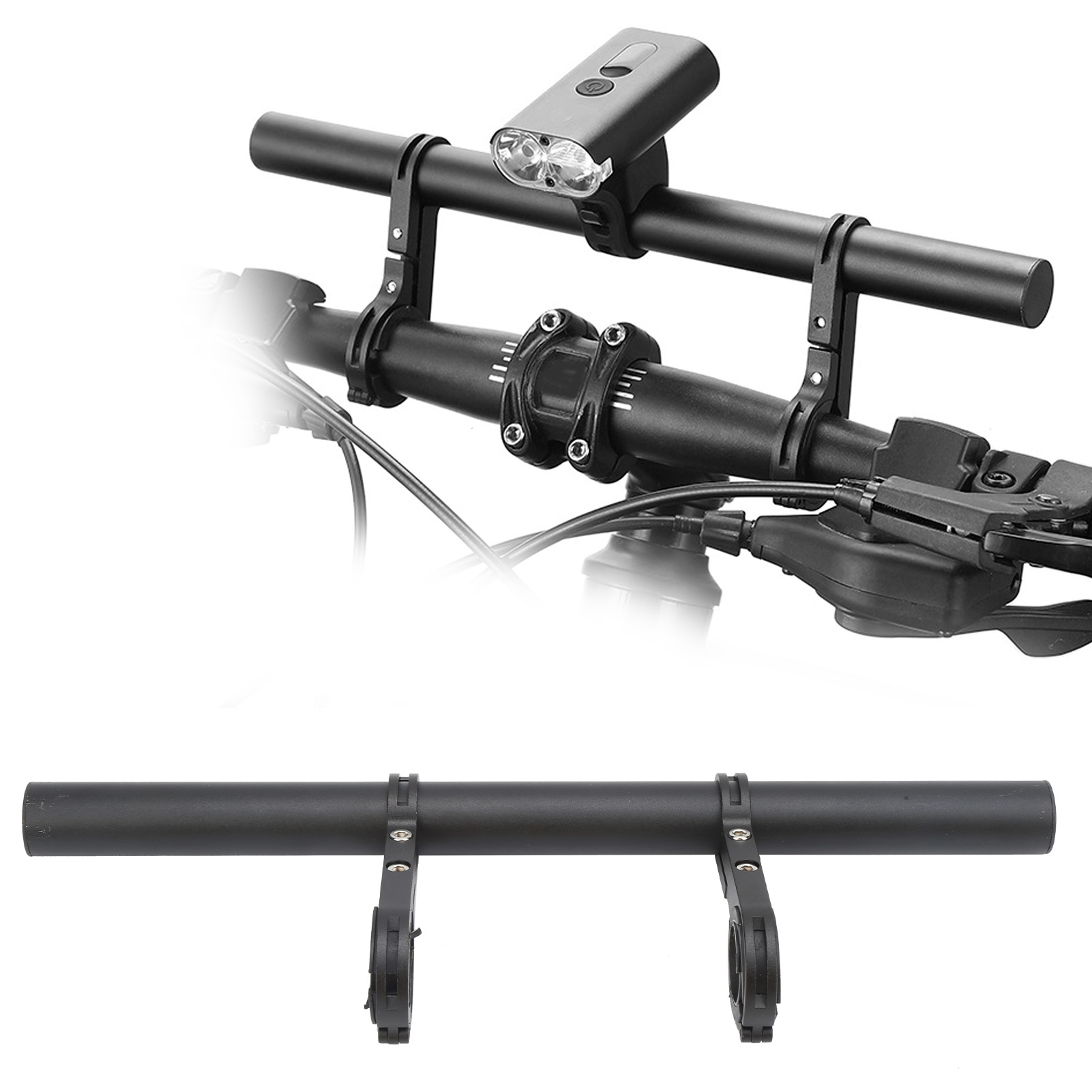 New Handlebar Double Extended Bracket 30CM Aluminum Alloy Handlebar Extender Bracket Mount Bike Headlight Mount Bicycle Tool