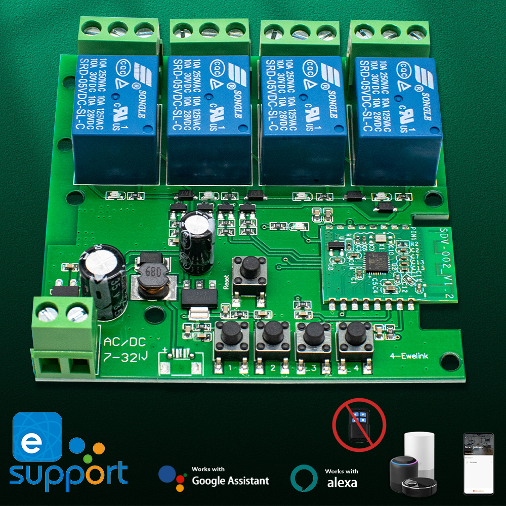 Ewelink Wifi Smart Switch Module Relay 1/2/4 Channel On Off Switch Inching /Self-locking /Interlocking for Light Motor Garage