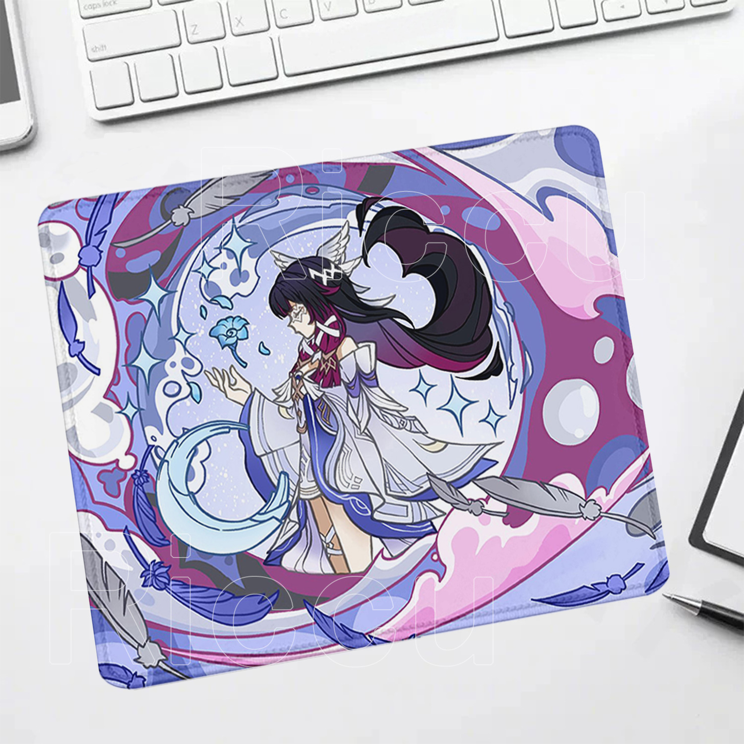 Genshin Impact Furina Columbina Small size Mouse Pad Anti-Slip Keyboard Office accessories HD Printing overlock Desk Mat