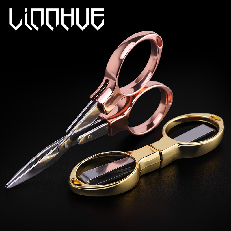 LINNHUE Fishing Scissors Foldable Portable Aluminum alloy Cut PE Line Lead Gold Silver Multifunction ScissorS Fishing Tool