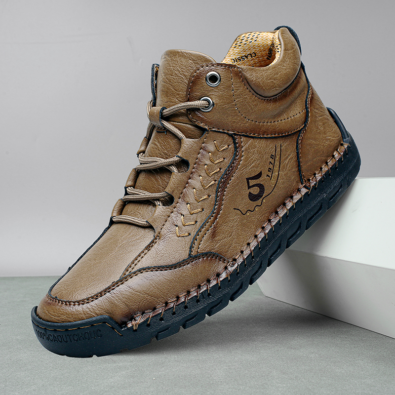 Genuine Leather Men Casual Shoes Handmade Mens Ankle Boots Outdoor Fashion Man Sneakers Breathable Work Boots Plus Size 38-48