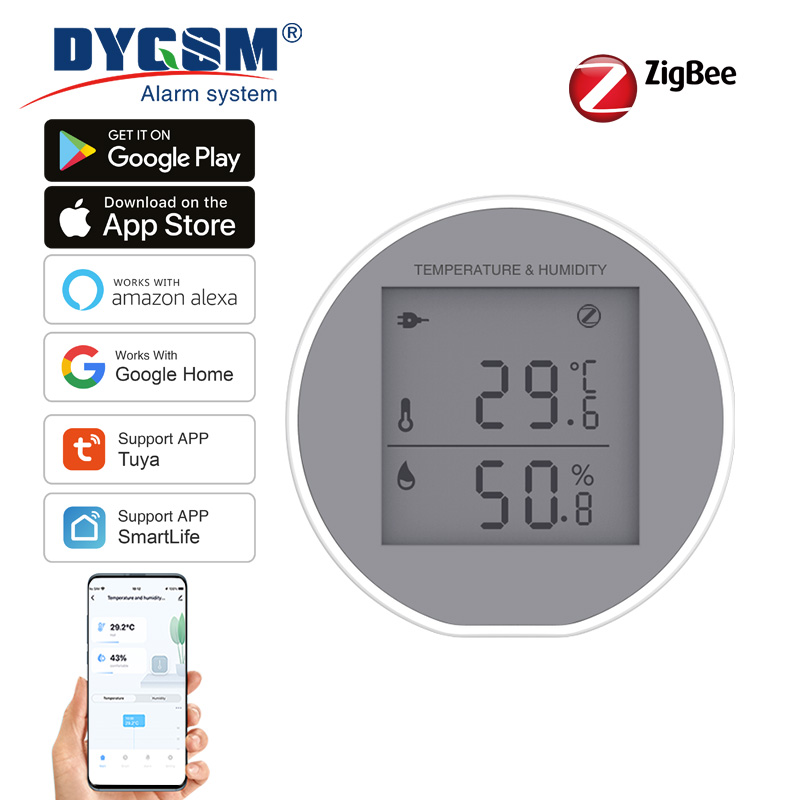 Tuya Zigbee Temperature Humidity Sensor Indoor Hygrometer Thermometer Detector LCD Screen Smart Life App Battery Or USB Powered