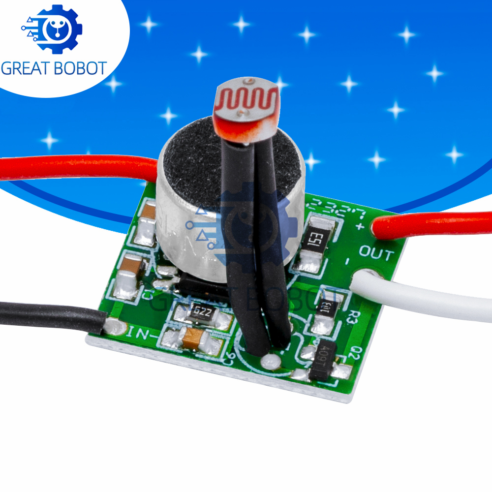 DIY Low Voltage DC Sound Light Control Sensor DC3V-30V LED Driver 5V 6V 12V 24V Photosensitive Voice Switch Module Circuit Board