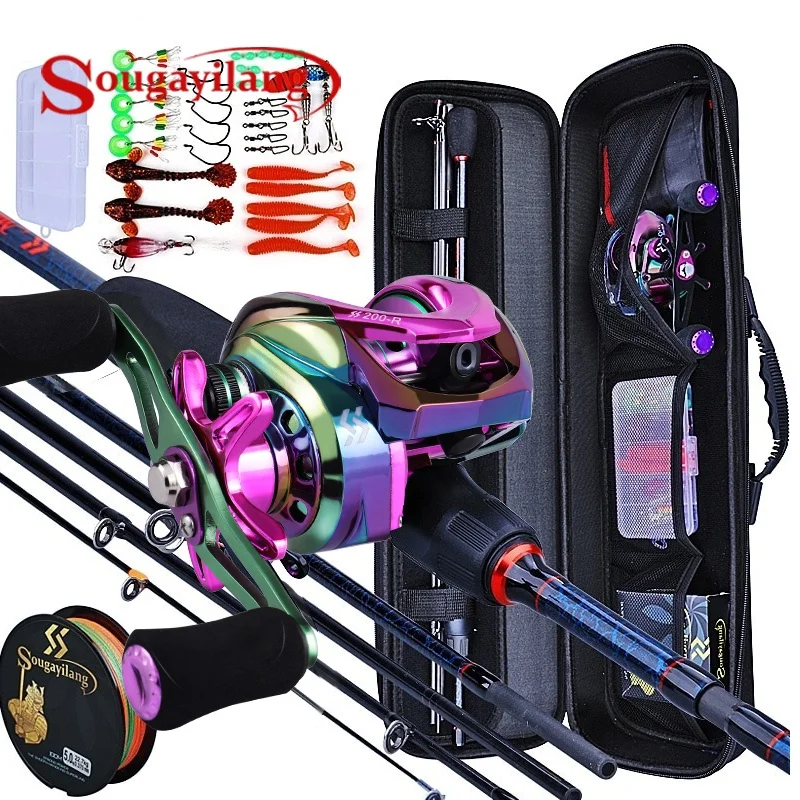 Fishing Rod Reel Combo Carbon Telescopic Fishing Pole Reels with Fishing Carrier Bag for Travel Fishing