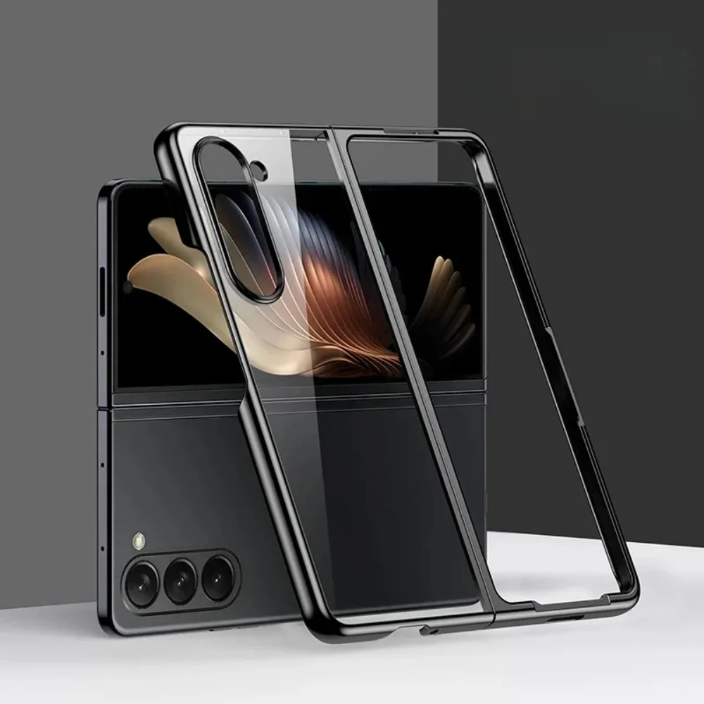 Electroplated Clear Plastic Phone Case for Z Fold 7 6 5 4 3 Fold7 Fold6 Fold5 5G Ultra Thin Hard Shell Cover