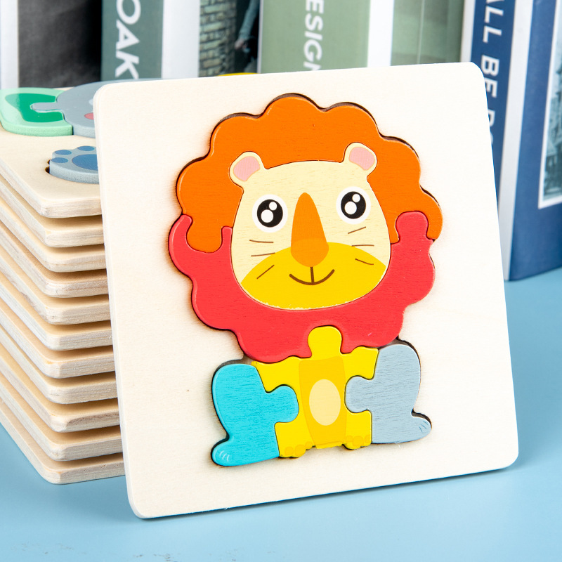 1pc 10.7cm Colorful 3D Puzzles for Kids Cartoon Animals Jigsaw Puzzle Games Children Educational Wooden Toys