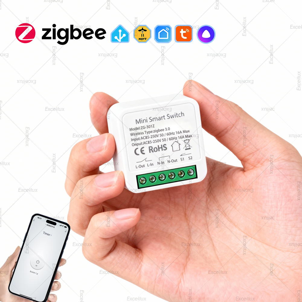 Tuya Zigbee Mini Smart DIY Switch 2Way 16A Module Control Smart Home Relay Light Automation Breaker Works With Alexa Home