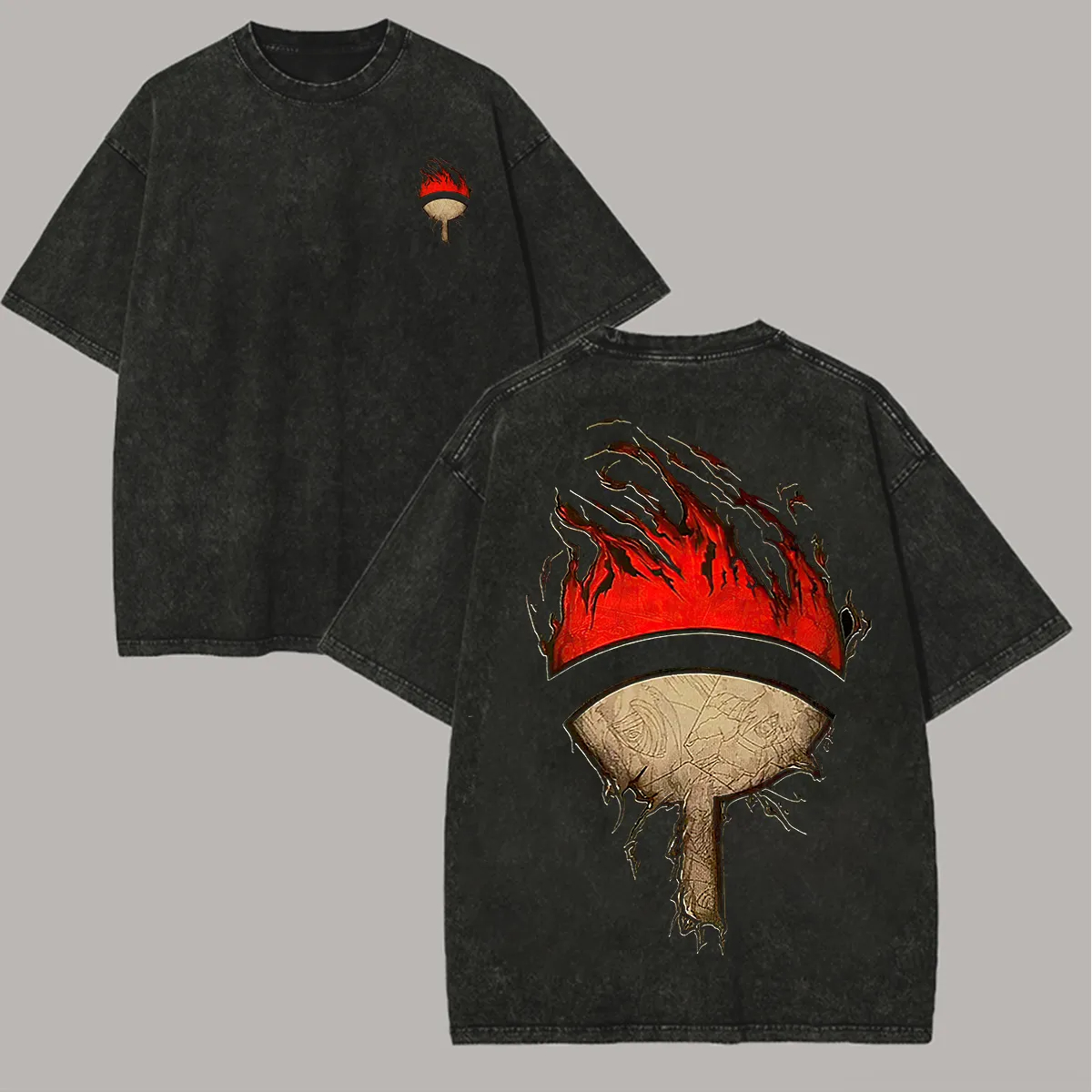 Itachi Uchiha T Shirt Naruto Men Acid Wash Red Sharingan Eye Anime Graphic Cotton Streetwear Manga Ninja Half Face Vintage Tee