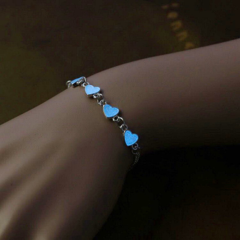 New Romantic Luminous Love Heart Stars Bracelet for Woman Glow In The Dark Charm Bracelet Girl Party Personality Jewelry
