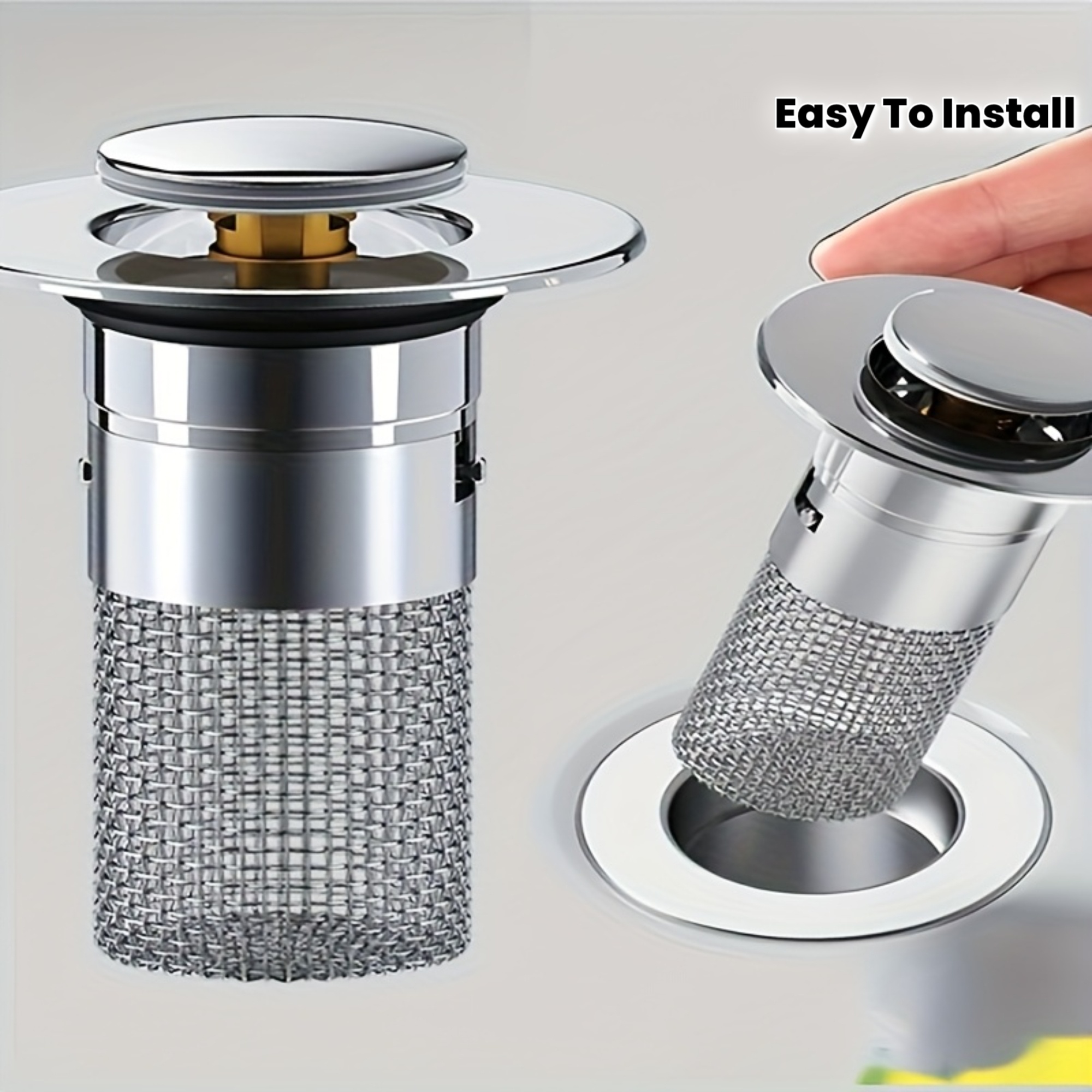 1PC Stainless Steel Retractable Sink Drain Stopper, Double Layer Hair Filter for Bathtub Shower Kitchen Sink, 304 Mesh 3.4-3.9cm
