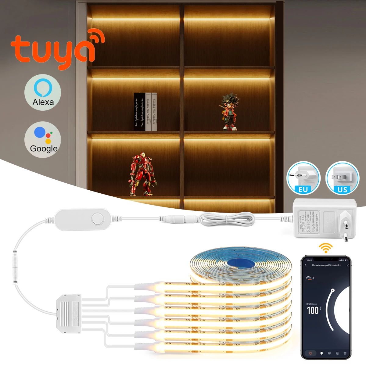 TUYA Smart COB LED Group Lighting Set 2/4/6PCS Work With Alexa Echo Plus Assistant APP Voice Control For Cabinet Showcase lightify