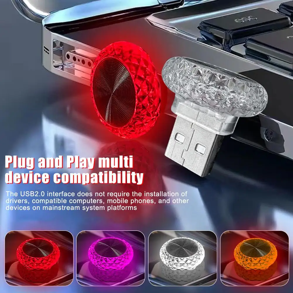 Car USB LED Ambient Light Mini Colorful Atmosphere Lamp Plug And Play Auto Computer Night Car Interior Decorative