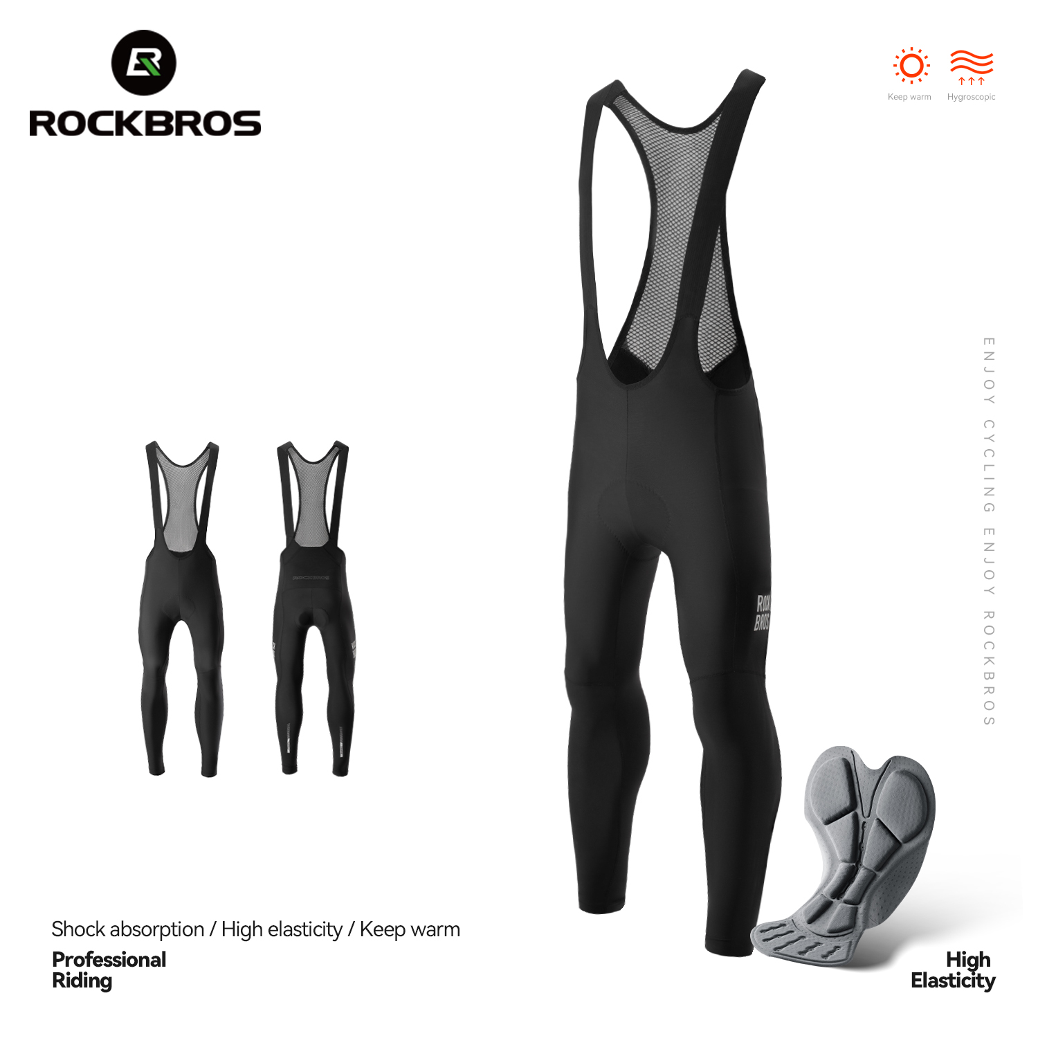 ROCKBROS Women Bicycle Bib Pants Winter Autumn Fleece Warm Bike Long Pants Sportswear Female MTB Road Cycling Tights Trousers