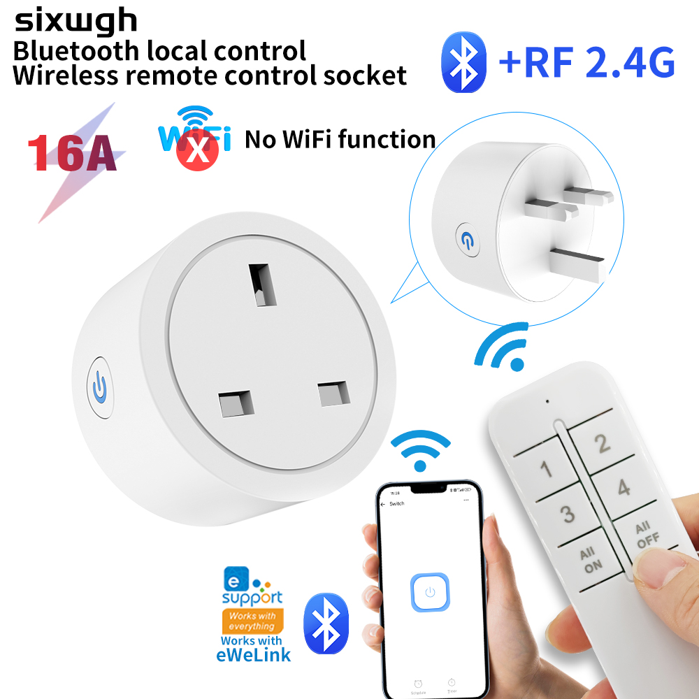 Smart Bluetooth Socket with Local Control UK Plug RF2.4G Wireless Remote Control Socket Timed Socket Switch for Home Automation