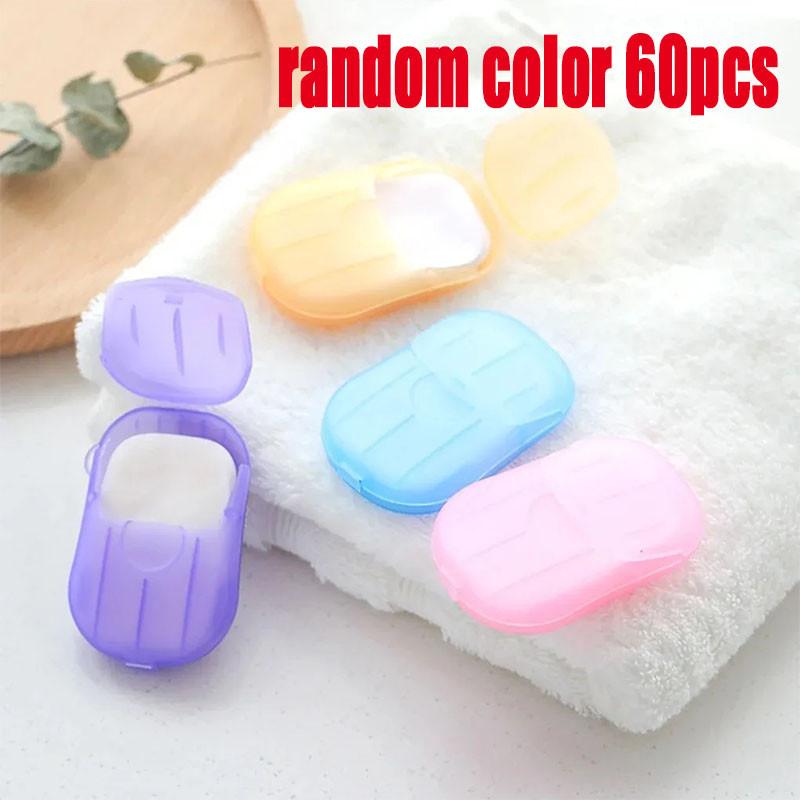 1-60boxes High Quality Disposable Boxed Paper Soap Travel Camping Portable Hand Washing Box Scented Slice Sheets Mini Soap Paper