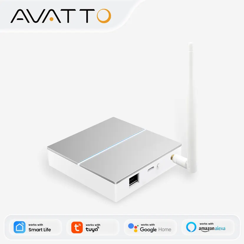 AVATTO Tuya Zigbee Smart Wired Gateway Hub With Signal Antenna， Smart Home Bridge Wireless For App Works With Alexa Home