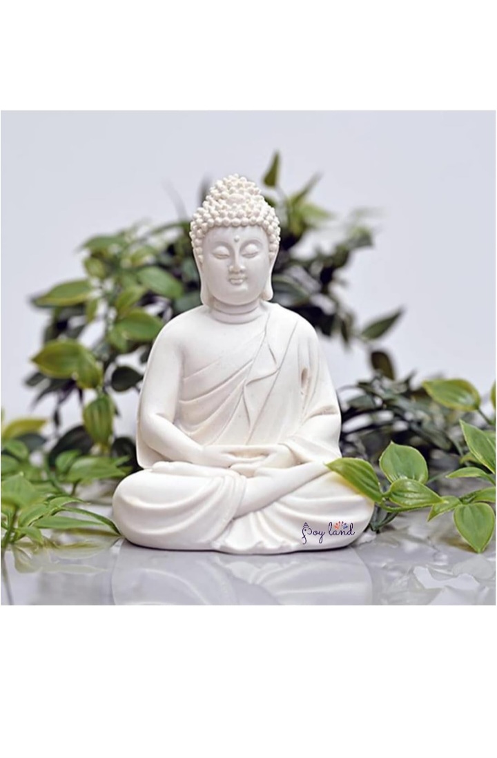 Meditation Buddha White Premium Rare Handcrafted Polymarble Meditation/Dhyan White Buddha Statue Lord Figurine/Idol,Medium