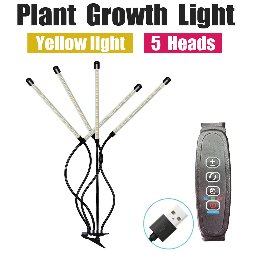 USB Clip Plant Lamp, LED Full Spectrum Growth Lamp, Warm White Light, Timing Dimming.