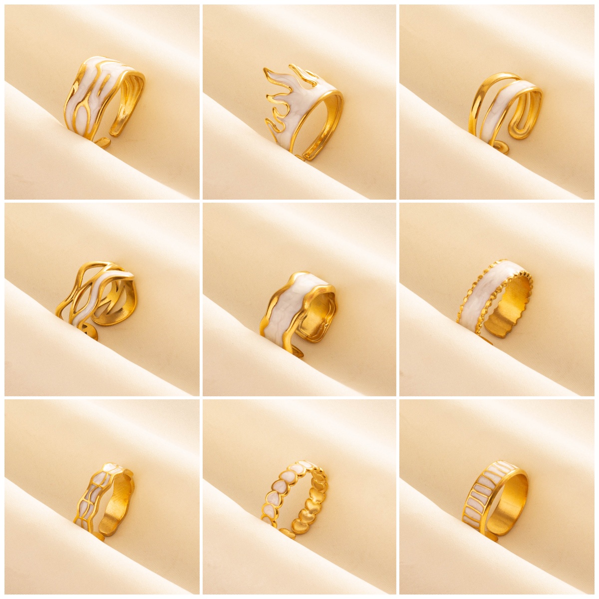 Classic Stainless Steel Fashion New Ring Antique White Oil Drip Jewelry Flame Irregular Geometry Opening Adjustable Rings