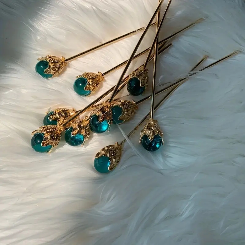 1pc Blue Hair Claw Plate Hairpin Ancient Style Headdress Sticks and Ornaments Elegant Chinese Hair Clips for Unique Hairstyles