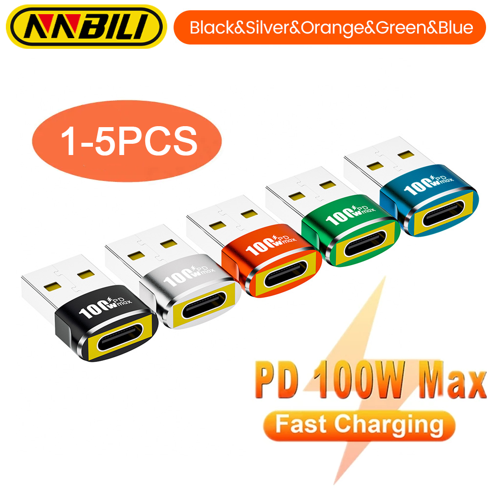 NNBILI PD 100W OTG Adapter USB to Type-C Converter USB-A Male To USB C Female Connector For Charging Data Transfer Wired Headset