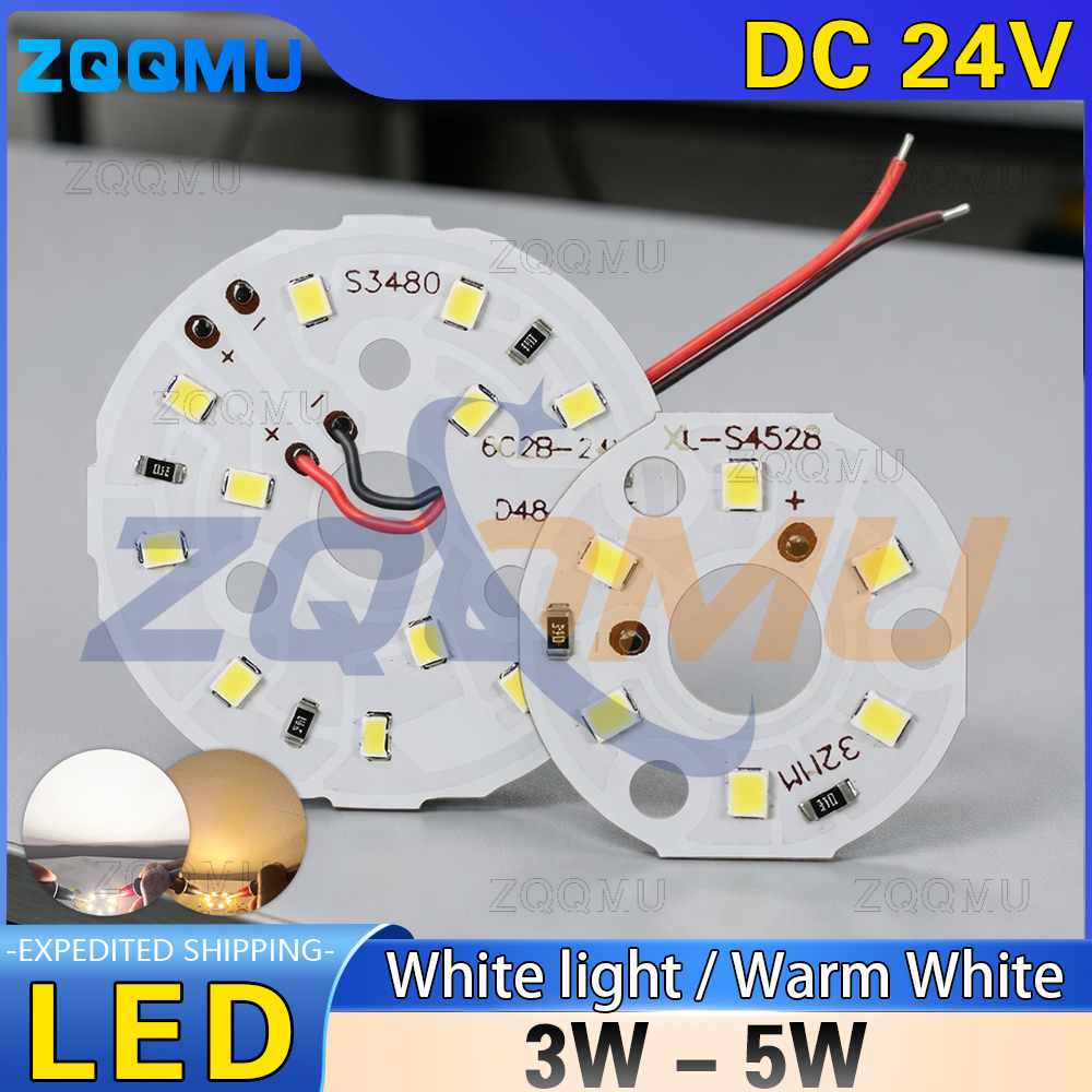 5Pcs 24V SMD2835 LED Chip Round Aluminum PCB Module Warm White Constant Voltage Light Source Board For Downlight Ceiling Lamp