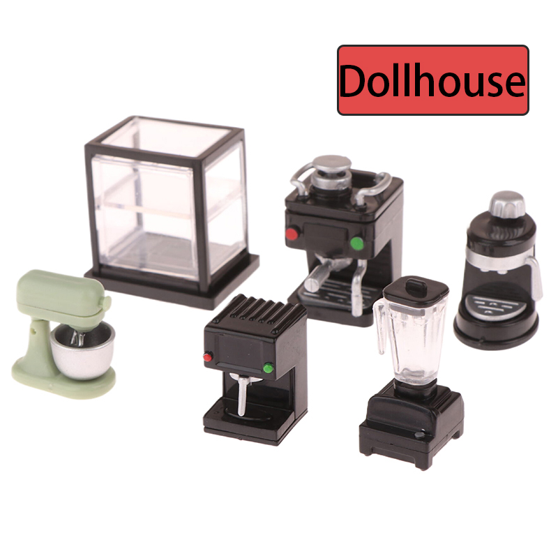 1pc Mini Dollhouse Miniature Furniture Coffee Maker Coffee Cup Storage Shelf Simulation Dollhouse Decor DIY Toys Doll House