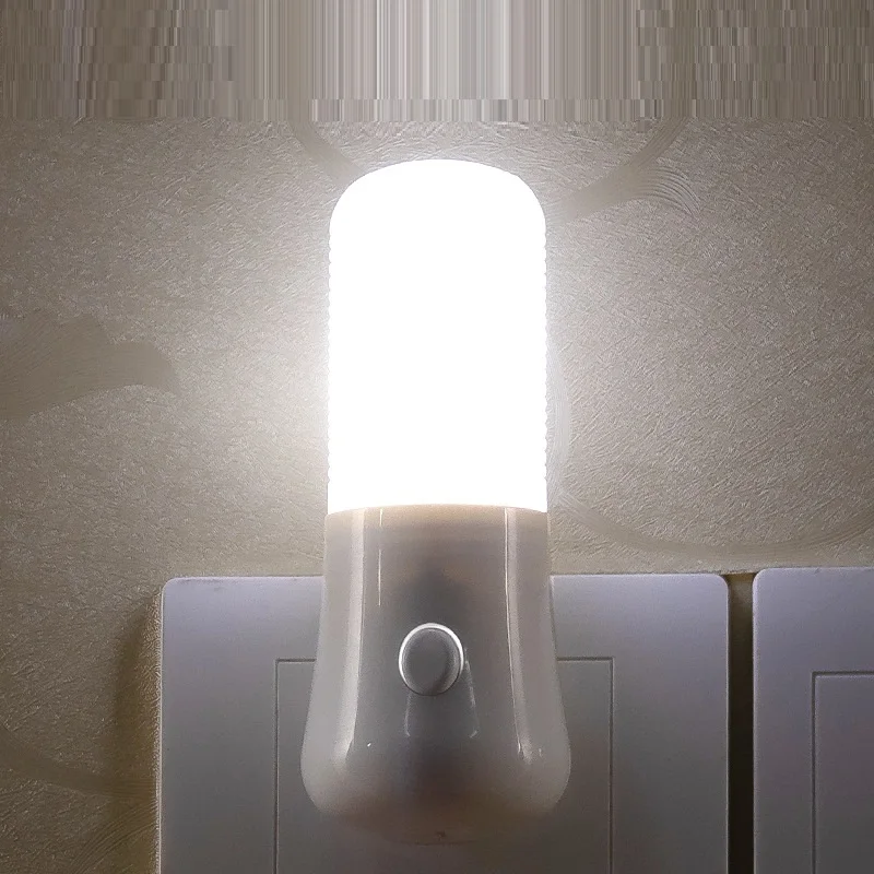 LED Night Light White EU /USPush Button Switch Wall Socket Lamp Bedroom Bedside Lamp Baby Room Corridor Home Decor Night Lights