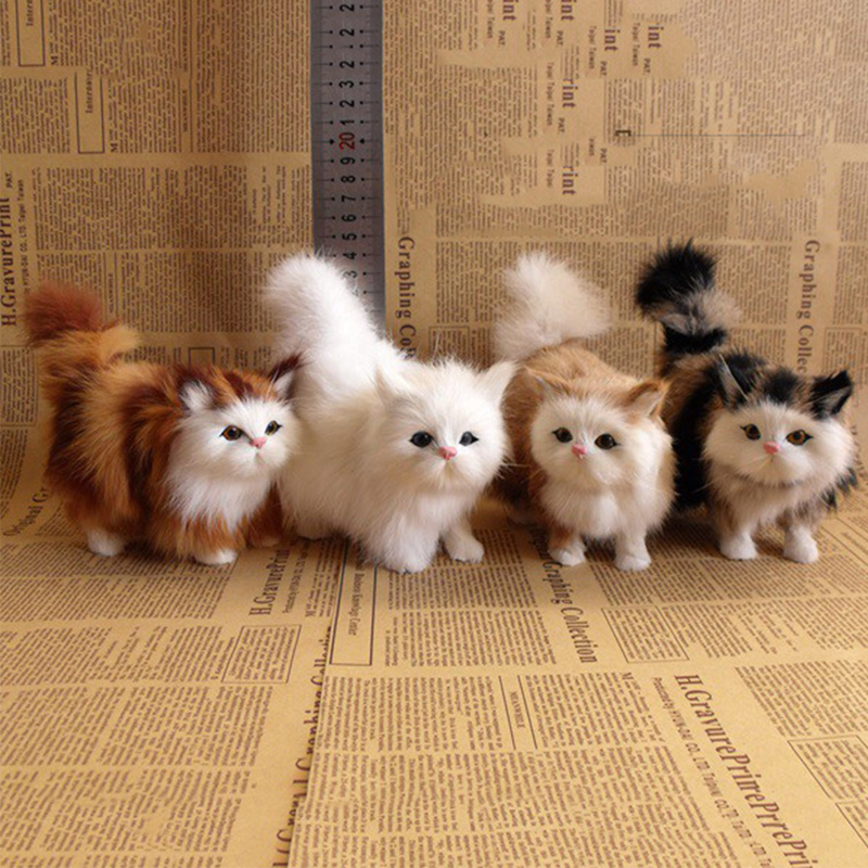 Soft Simulation Cat Plush Toys Stuffed Kitten Model Fake Cats Realist Animals for Birthday Valentine's Day