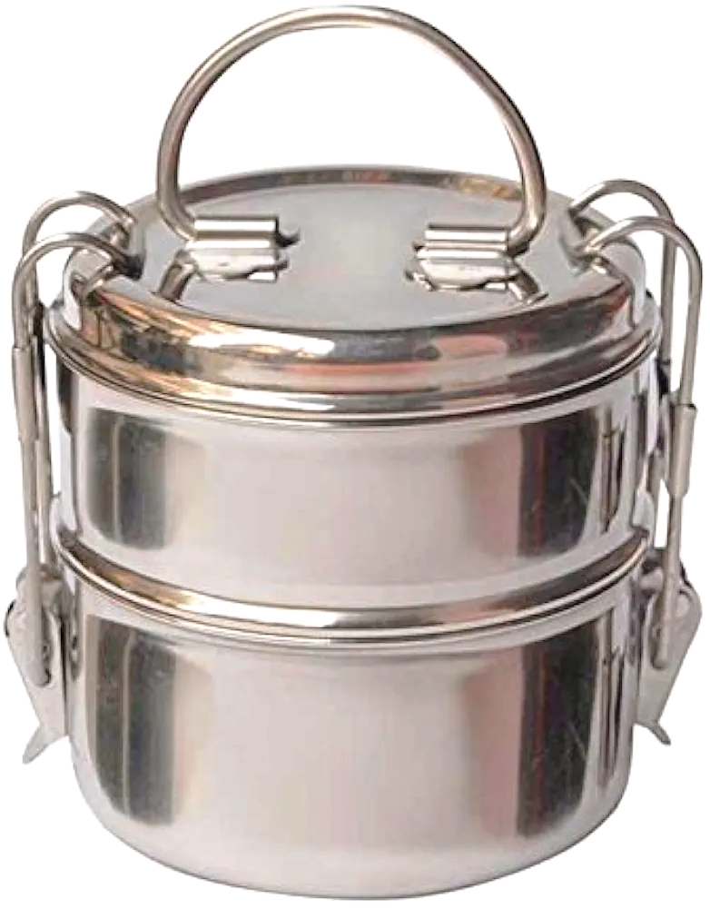 Stainless Steel Lunch Box Food Container 2 Tier Indian Tiffin Round Carrier Set