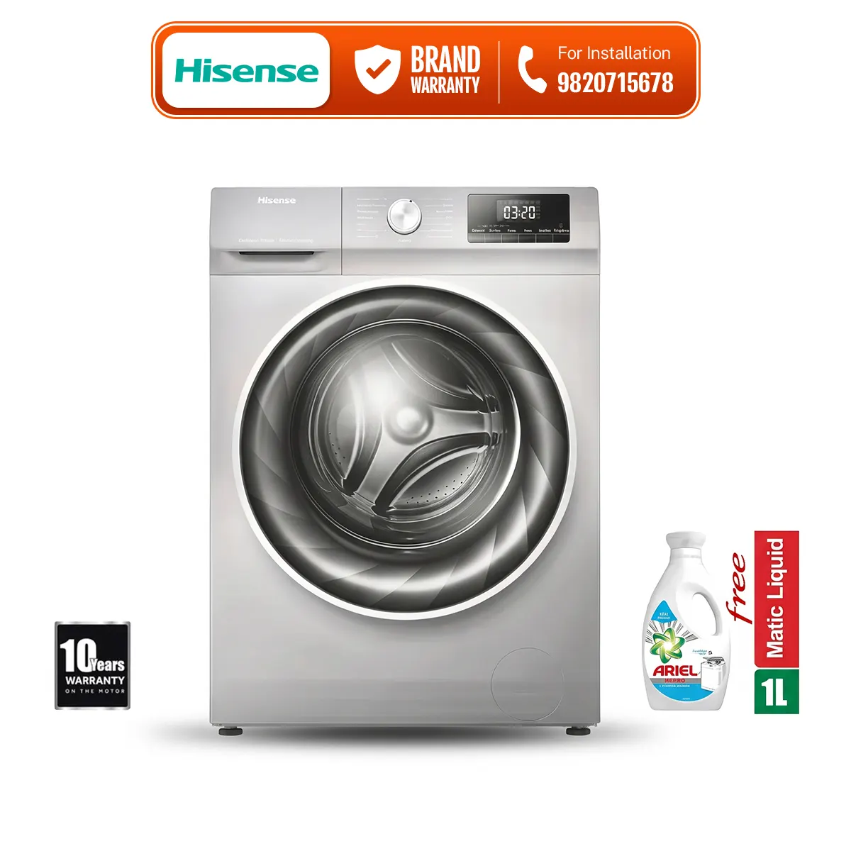 Hisense WFQY9014EVJMS 9 Kg Front Load Washing Machine Inverter 1400 RPM Steam Wash Pause & Add - image 1