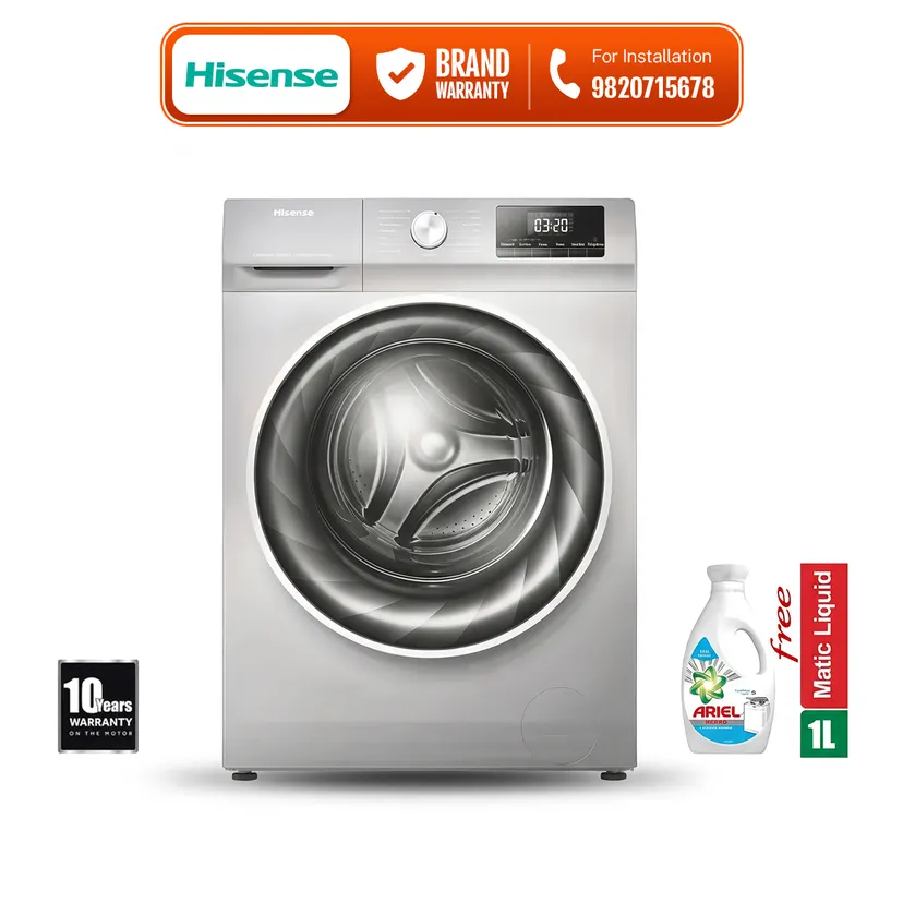 Hisense WFQY9014EVJMS 9 Kg Front Load Washing Machine Inverter 1400 RPM Steam Wash Pause & Add