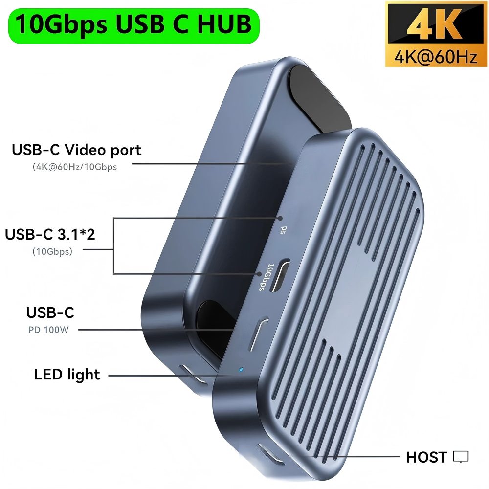 FC&EC 10Gbps USB3.2 Gen2 HUB USB C Splitter 3.2 Hub High Speed for Laptop Macbook-Air MacBook Pro M4 M3 M2 Usb Extension Hub
