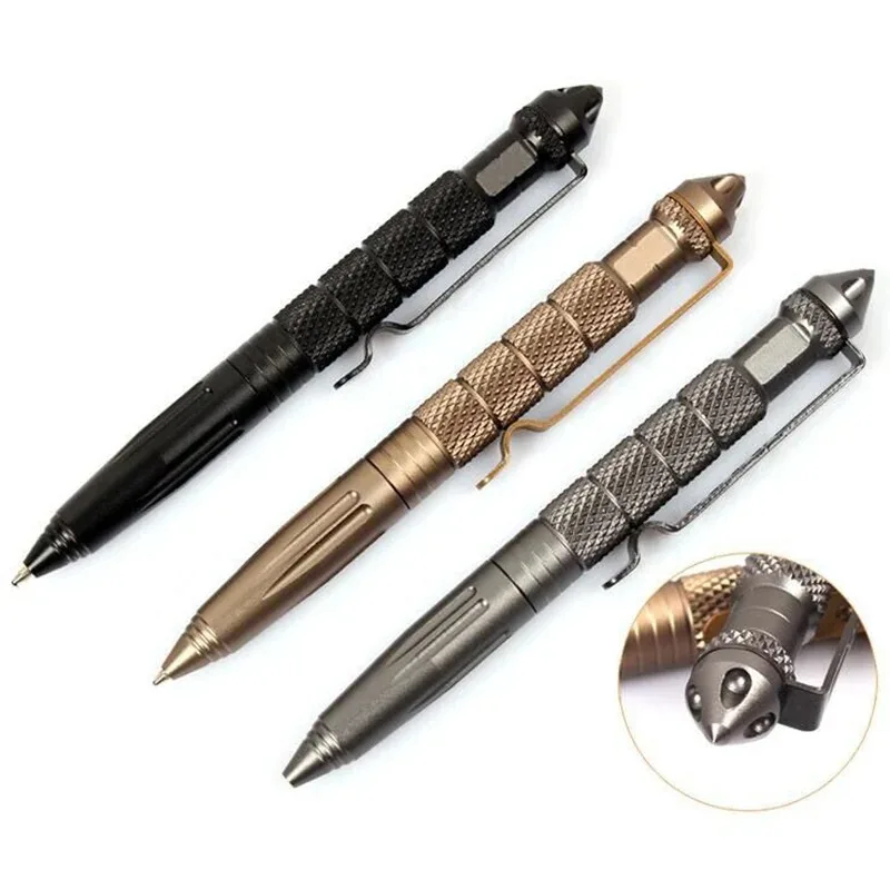 Multi Functional tactical pen high quality aluminum anti skid portable self defense pen steel glass breaker survival tool