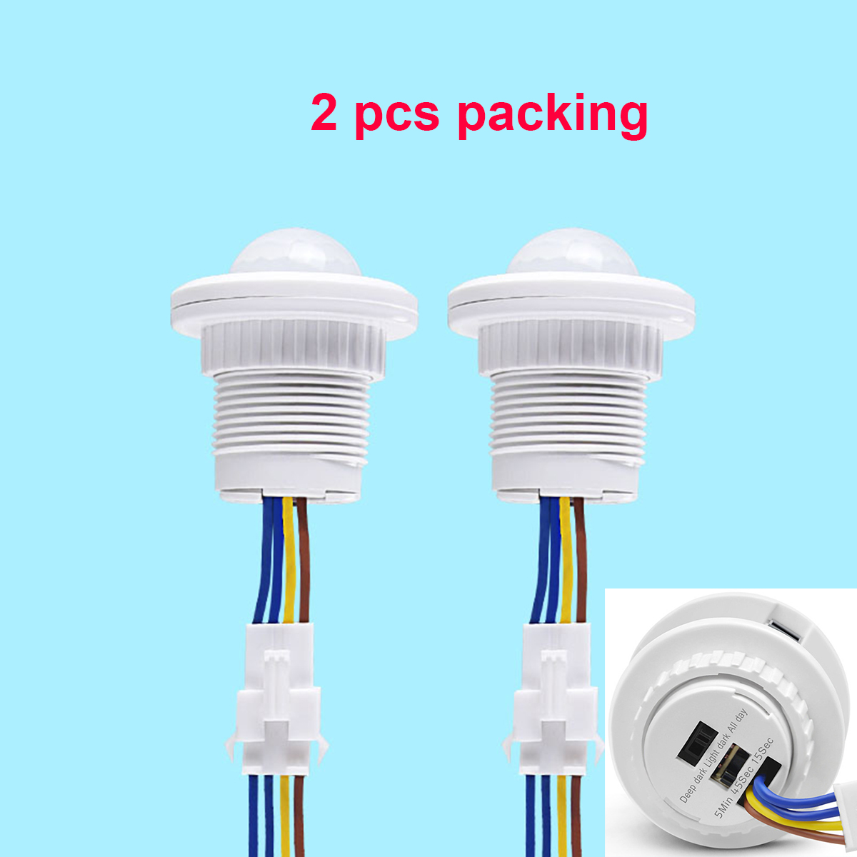2PCS Smart PIR Motion Sensor Detector Switch Home Indoor Outdoor Infrared Light 110V 220V Time Delay Mode Adjust Lighting Switch