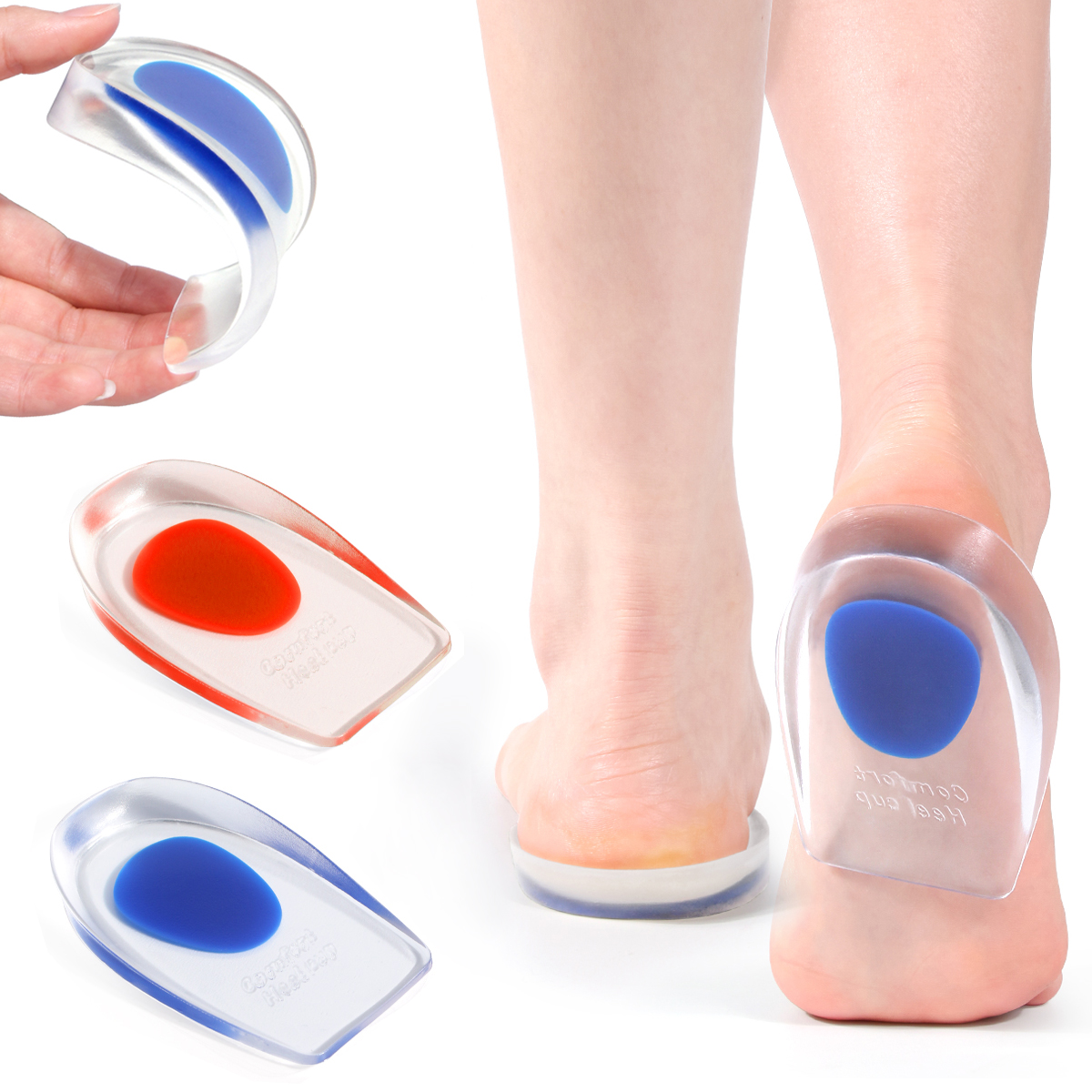 1 Pair New Heel Shock Absorption PU Half Insoles, Silicone Thickened Heel Pads for Men and Women