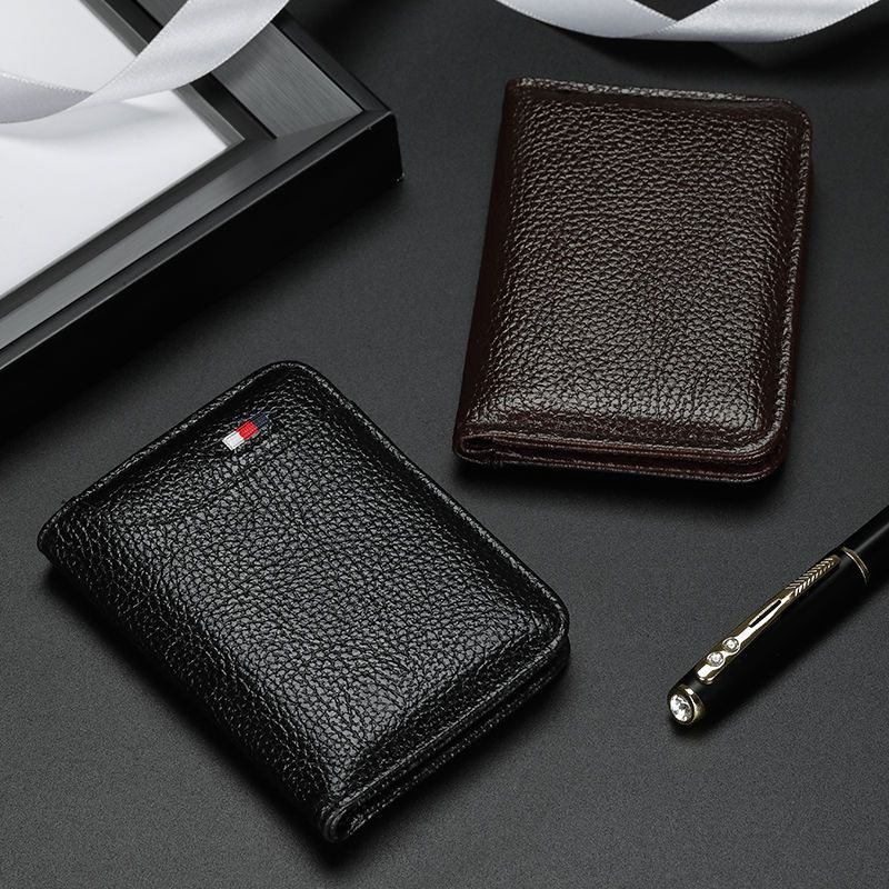 1pcs Black New Card Bag Men's Genuine Leather Feeling Thin And Compact Card Bag Women's Exquisite High-end