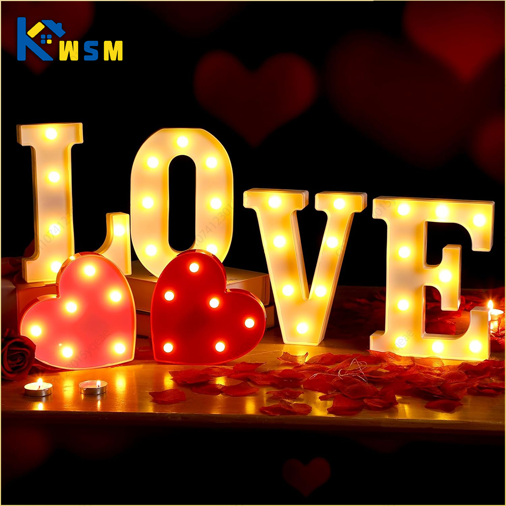 Valentine's Day LOVE LED Sign Lights Romantic Letter Lights Home Desktop Decoration Wedding Atmosphere Props Holiday Party Decor