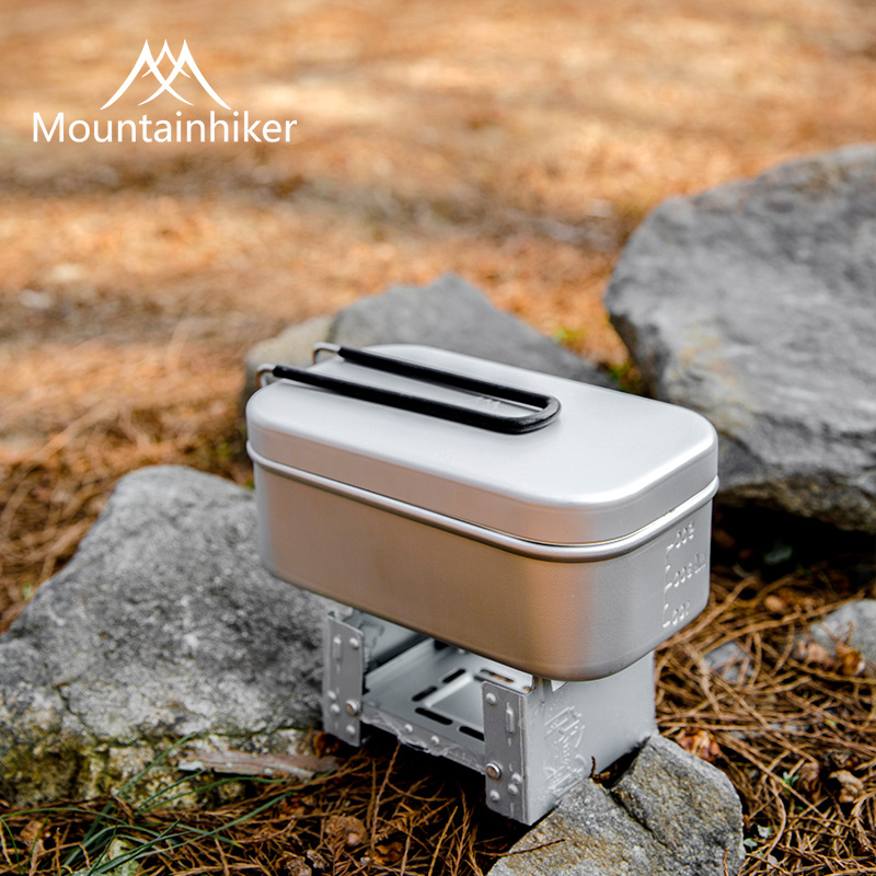 MOUNTAINHIKER Ultralight Aluminum Portable Lunch Box, Open Flame Heated Outdoor Picnic Camping Lunch Box, Aluminum Lunch Box