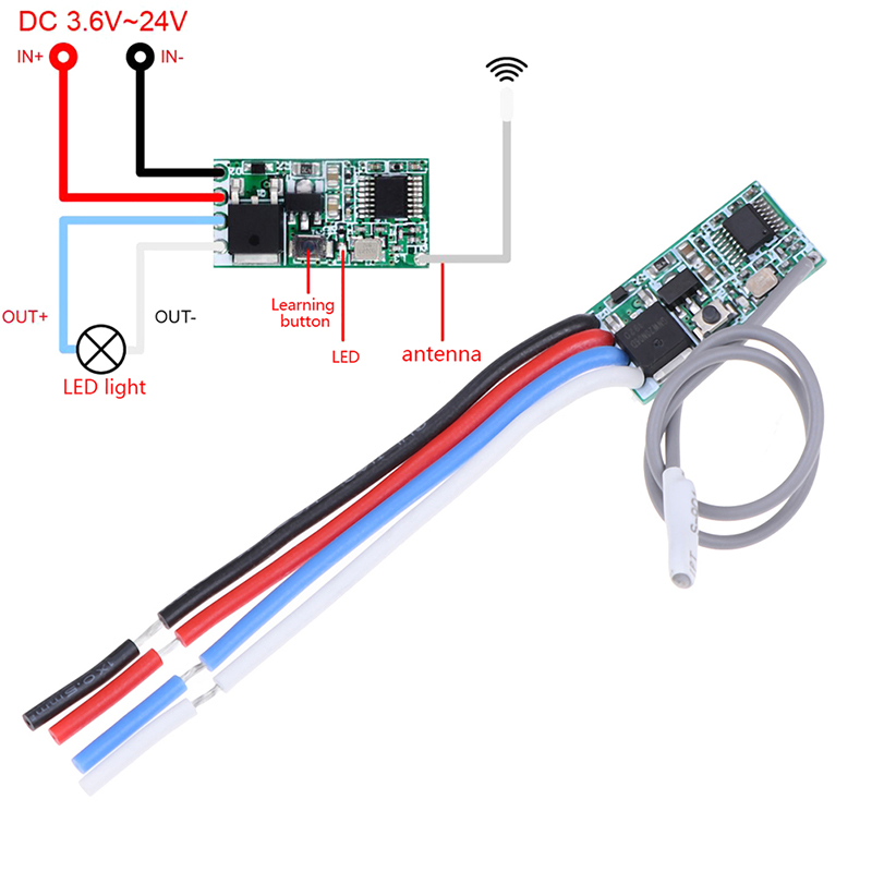 433Mhz 1CH RF Relay Receiver Ultra heterodyne Wireless Remote Control Light Switch Micro Module DC3.6-24V Learning Code