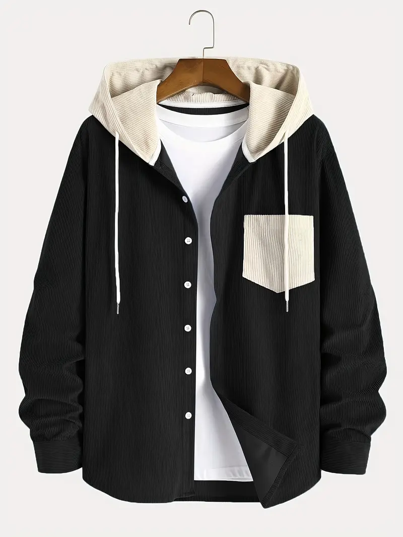 The 2025 New Fashion Trend Spring and Autumn Corduroy Hooded Jacket Is Comfortable and Casual for Daily Commuting for Men