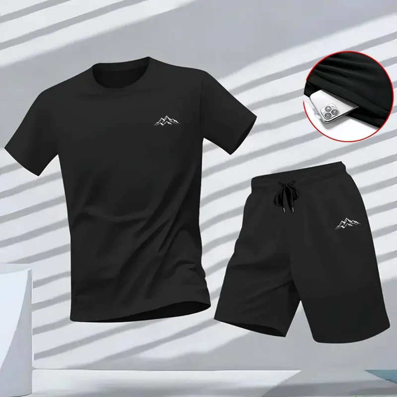 2026 New Fashion Men's Set O-neck T-shirt and Sports Shorts Spring Summer Daily Casual Sporty Jogging Suit Male Training Outfits