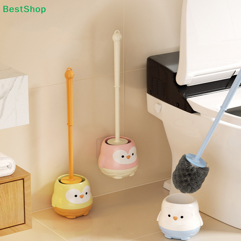☆Cartoon Penguin Toilet Cleaning Brush - Detachable & Space-Saving Bathroom Accessory