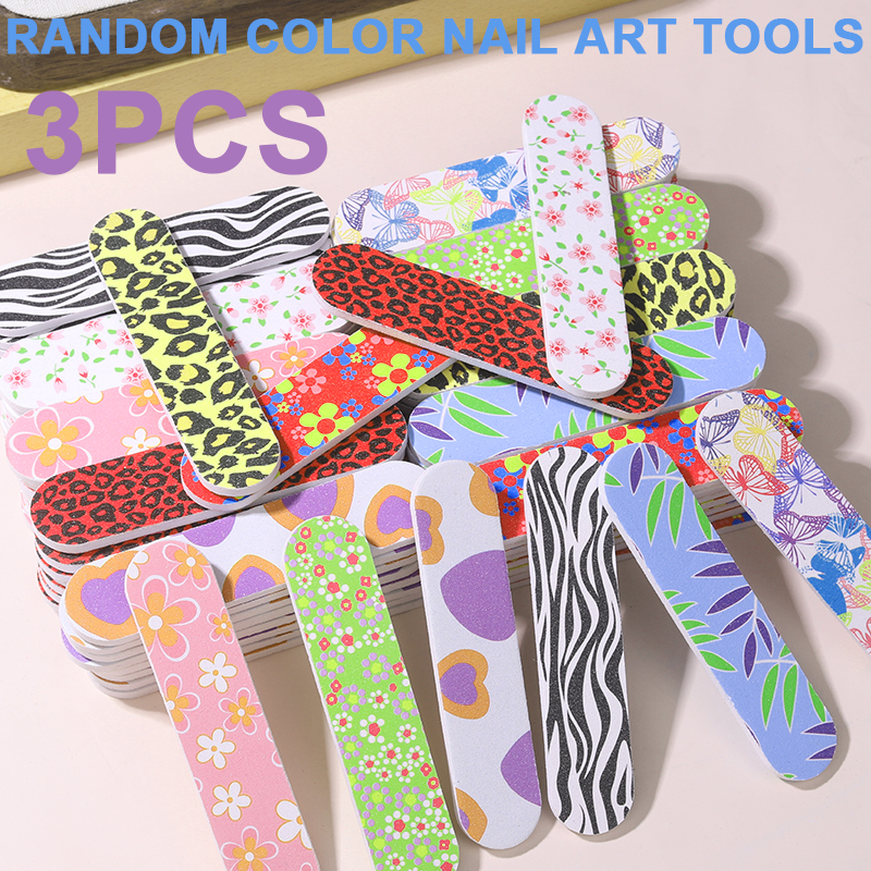 3/6/9/21pcs New flower pattern Nail Files Double Sided Fingernails Buffer Toenails Polisher Manicure Manicure Pedicure Tools 9cm